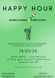 La CCBF vous invite à un Happy Hour à l'hôtel Mélia - Villa Marquis le 14/03 à partir de 18h ! 